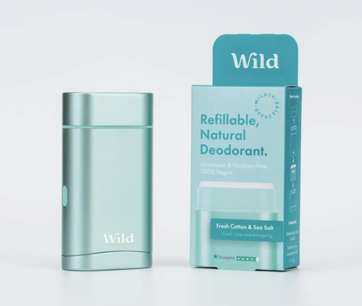 Picture of Wild Deodorant Aqua Case and Fresh Cotton & Sea Salt Deodorant Refill
